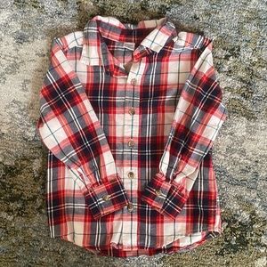 OLD NAVY 3T Button down Red Navy & White Plaid